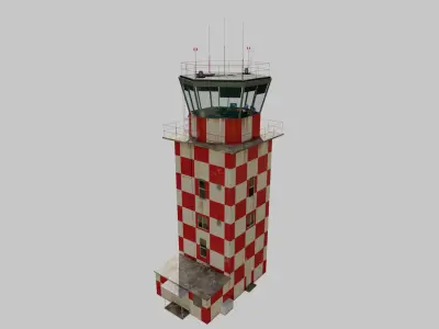 Airport Air Traffic Control Tower Low Poly PBR 3D model