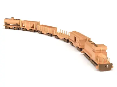 Wooden toy train 09 3D model