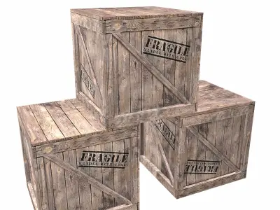 Wooden Box Low Poly Low-poly 3D model