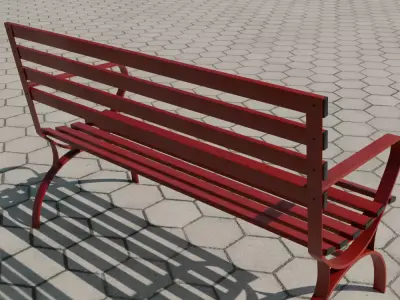 Metal Park Bench  Hard Surface Modeling Free low-poly 3D model