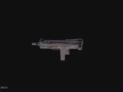 Post apocalyptic MAC10 Low-poly 3D model