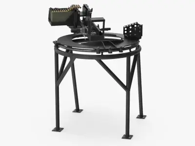  Vehicle Mounted Machine Gun Ring Mount Rigged for Cinema 4D 