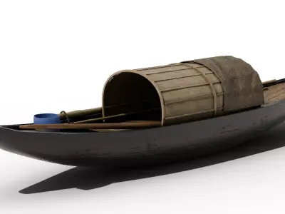 Small wooden boat 3D model