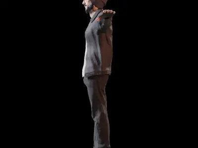 Homeless game-ready character male Low-poly 3D model