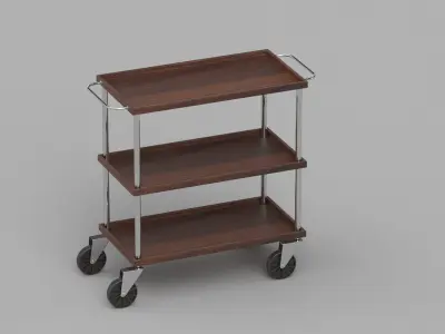 Dark Wood Service Trolley 3D model
