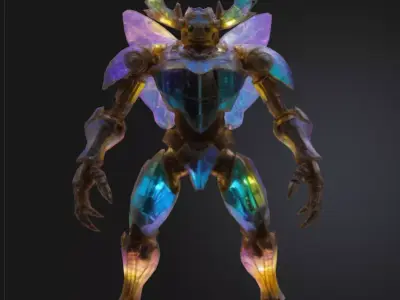  Chromatic Beetle Bot Low-poly 3D model