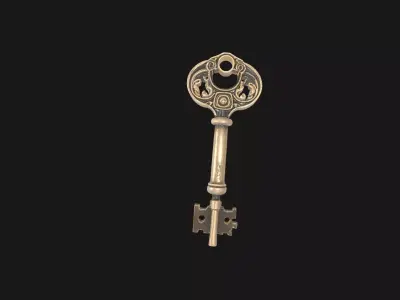 antique 1950s key design Low-poly 3D model buy