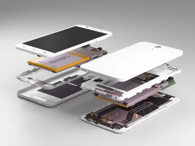  Low polygon disassembled mobile phone 
