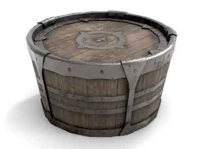 Ancient Wooden Barrel Low-poly 3D model
