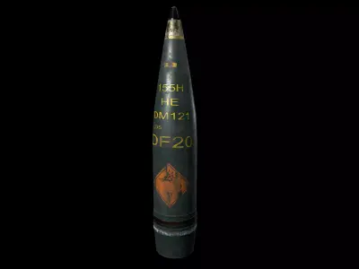 155mm artillery amunition Low-poly 3D model