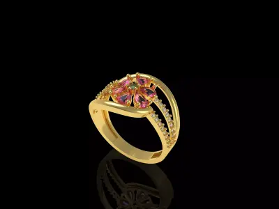 Preety Daimond Flower Ring 3D print model
