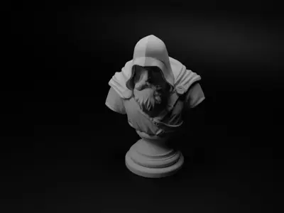 Fantasy Mage Warrior Bust Chess 3D print model buy
