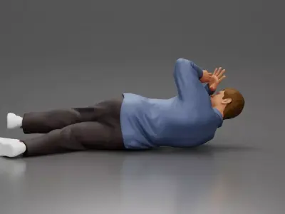 Man Lying on the Ground Defending Himself from an Attack 3D print model