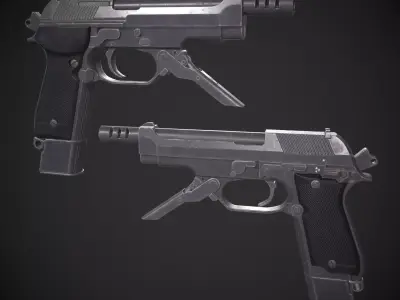 Beretta 93R Low-poly 3D model
