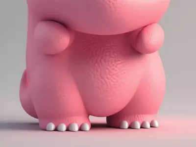 Cute Pink Dino 3D Model LowPoly Soft Texture Chibi Design Low-poly 3D model