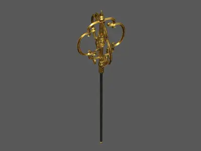 Monk Staff Low-poly 3D model