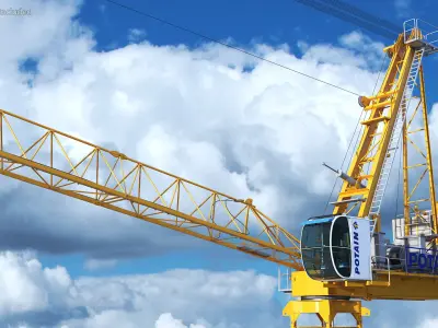 Potain MR 295 Luffing Jib Crane 3D model