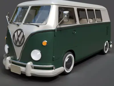Vintage VW Bus - Hyper-Detailed Retro 3D Model 3D model