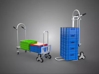 STAIR STEP CLIMBING FOLDABLE HAND TRUCK CART TROLLEY DOLLY CRATE 3D model