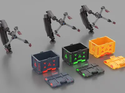  Futuristic Mechanical Arms with Supply Crates 