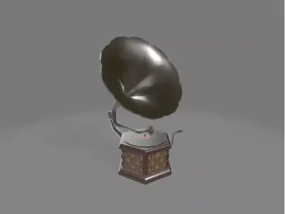 Hexagonal Gramophone Low-poly 3D model