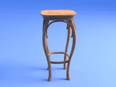 Art Nouveau Stool - rigged Low-poly 3D model