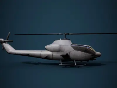Low-Poly Helicopter 3D Model  PBR Textured Game-Ready 2024 Polys Low-poly 3D model