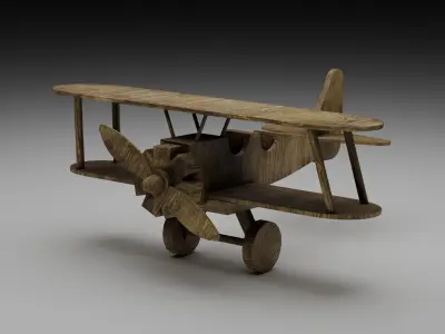 Wooden Plane Low-poly 3D model