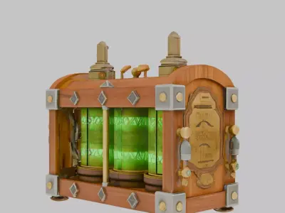 Steampunk Style Mechanical Texture Low-poly 3D model