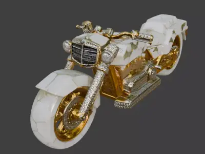 Luxury Jeweled Marble and  Gold Chopper Low-poly 3D model