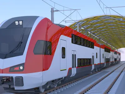 Elevated station with Stadler Kiss USA 3D model