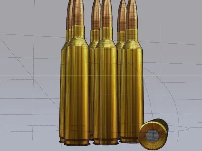 3d model of several bullets for ak 47  3D model
