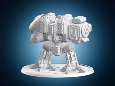 Heavy Combat Mech with Power Fist and Cannon 3D print model