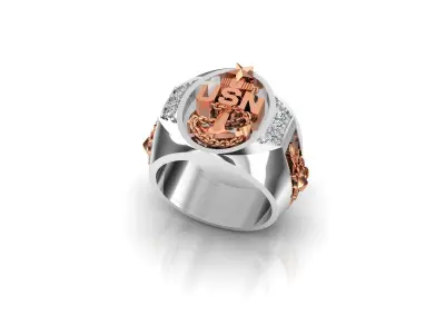 EXPEDITIONARY NAVY USN ANCHOR ANTIQUE RING 3D print model