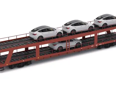 Autorack Car Transporter and Tesla Y 3D model