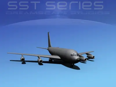 Boeing KC-135-E Stratotanker Bare Metal Low-poly 3D model