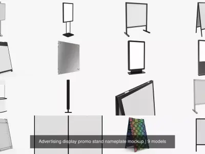 Advertising display promo stand nameplate mockup 3D Model Collection