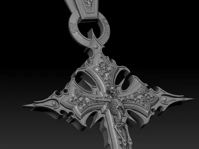 Crucifix of the skeleton 3D model