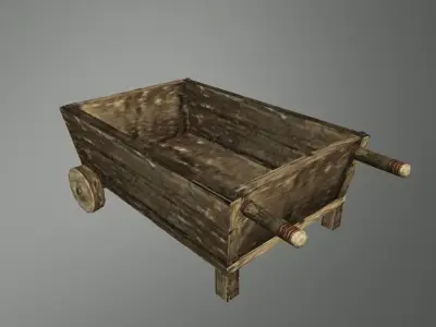 Medieval wheel cart  Low-poly 3D model