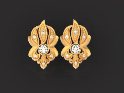vintage earrings antique 886 3D print model