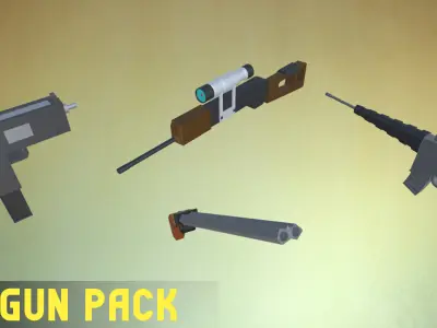 Simple Gun Pack Low-poly 3D model