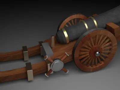 Cannon wooden Low-poly 3D model purchase