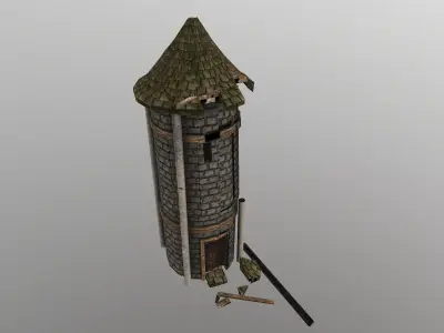  Medieval Grain Silo Low-poly 3D model