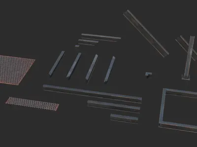 Modular Industrial Walkway Low-poly 3D model