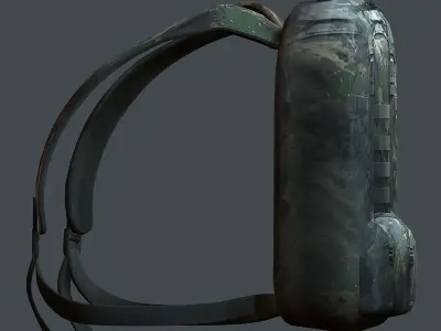 Backpack military combat Black baggage Low-poly Low-poly 3D model 9