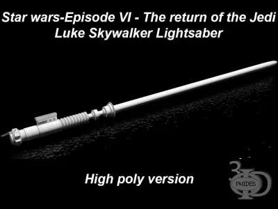 Luke Lightsaber high poly version 3D model
