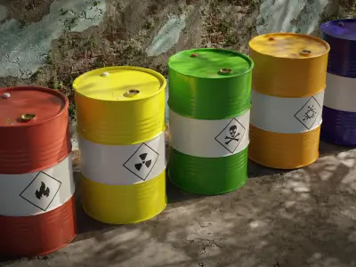 Industrial Metallic Barrel Pack - Game-Ready 3D Asset Low-poly 3D model