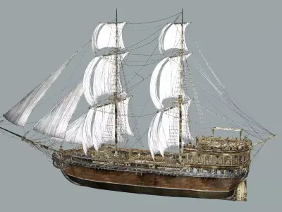 Galeon Ship A Low-Poly Game-Ready 3D Model Low-poly 3D model