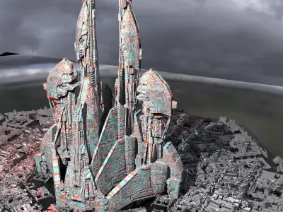 The moon base structures 3D model