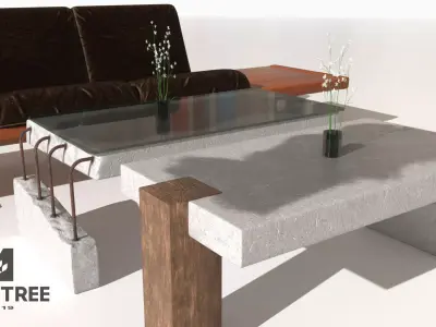 Concrete Table  Low-poly 3D model